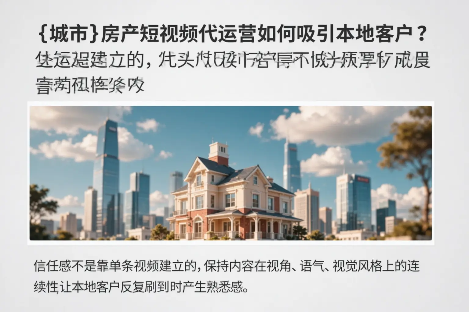 石台房产短视频代运营如何吸引本地客户？